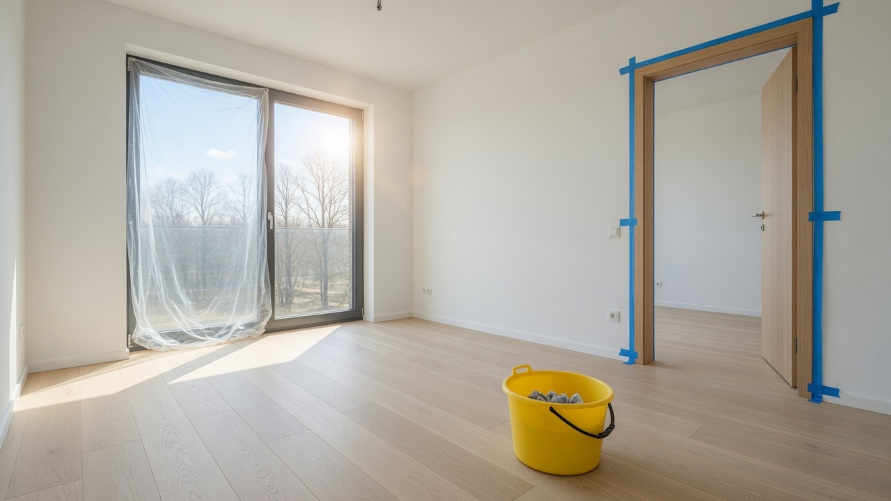 Illustration: frisch verlegte Wohnung nach dem Bau.